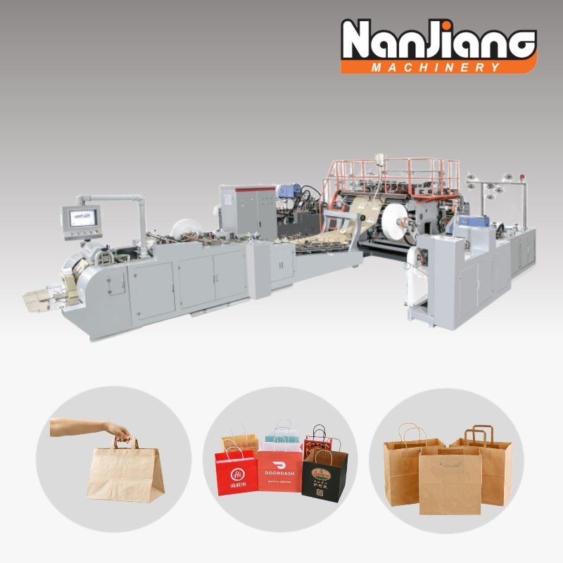 WFD-550 Fully Automatic Roll Fed Paper Bags With Twisted & Flat Handle Machine